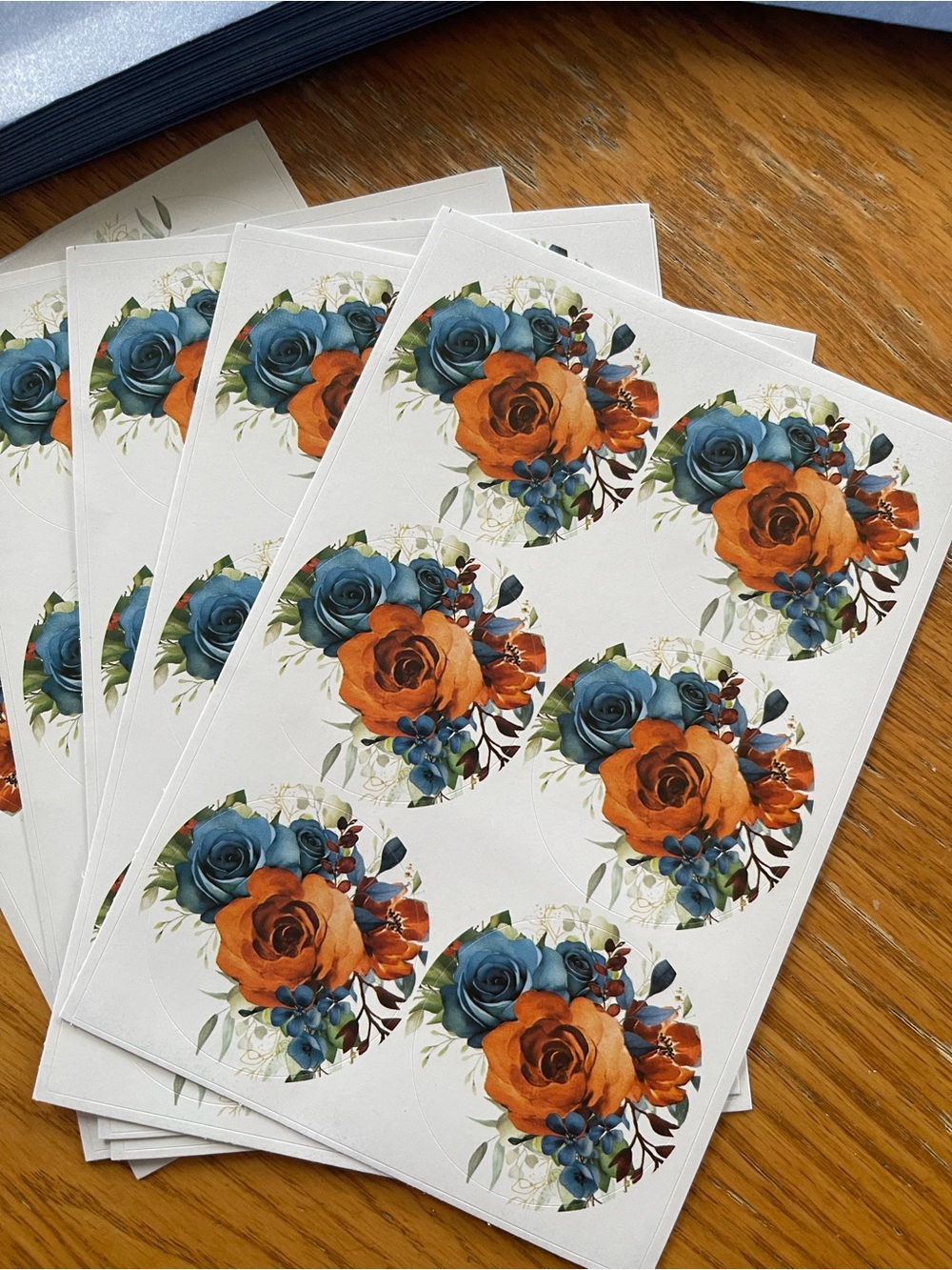 NEW Floral Thank You Card Set with Navy Envelopes - Orange & Blue. Set of 36 🌼 - Picture 3 of 5